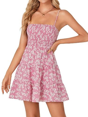 Rooscier Women's Summer Dresses Sleeveless Ruffle Floral Print Beach Boho Mini Sundress thumbnail 3