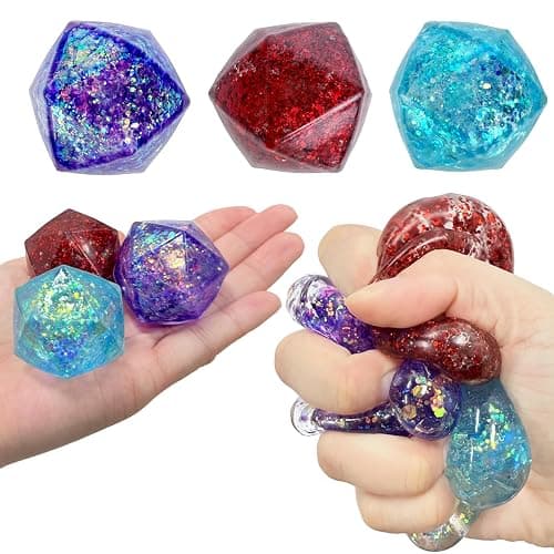 Gold Powder Series 3Pcs Sensory Fidget Set with Stress Cube - Diamond, Polygon & Ice Cube Fidget Toy, Stress Relief for Adults, Anxiety & Autism Aid, Stocking & Party Filler Toys(polygonone) - Image 1