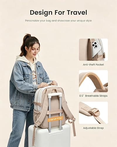 LOVEVOOK Laptop Backpack for Women & Teens, College Backpack Fits 15.6" Laptop, School Bookbag with 40oz Tumbler Buckle thumbnail 4