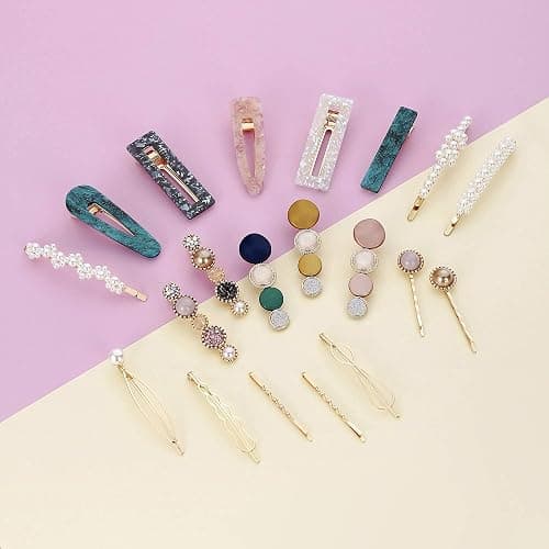 Mehayi 20 PCS Macaron Pearl Acrylic Resin Fashion Hair Clips Set, Cute Hair Barrettes Bobby Pins, Boho Fancy Hairpin Accessories Headwear Styling Tools, Gifts for Women Girls Decorative Wedding thumbnail 7