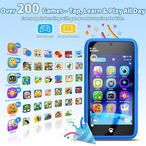 MOMILLA Toys Kids Smart Phone, 3.97" Screen Dual Cameras w/ 21 Stickers, Birthday Gifts for Kids, 16GB Toddler Learning Cell Phone with Games, Boys Girls Toys for Age 3 4 5 6 7 8 9 Year Old thumbnail 2