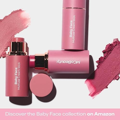 MCoBeauty Baby Face Cream Blush Stick - Peony Rose - Pink Multiuse Buildable Lip and Cheek Color Balm for a Radiant Dewy Glow - Face Makeup with Jojoba Seed Oil Coconut Oil - Vegan & Cruelty Free thumbnail 7