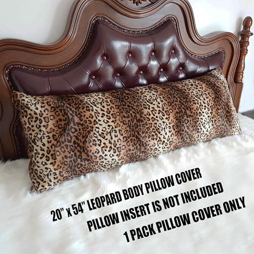 CARRIE HOME Cheetah Body Pillow Cover 20x54 Soft Plush Leopard Print Faux Fur Decorative Body Pillow Pillowcase for Home Couch Sofa (1 Pack, 20x54 inch) thumbnail 3