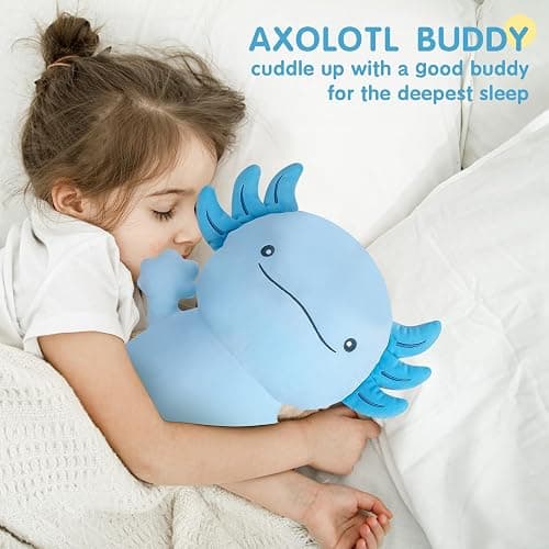 Dalmao 36 inch Cute Giant Blue Axolotl Plush Soft Body Pillow, Large Axolotl Stuffed Animals Toy, Squishy Plushies Gifts for Kids Boys Girls Birthday thumbnail 5
