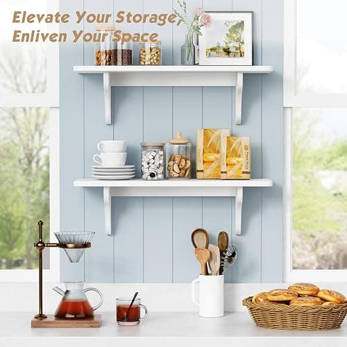 Forbena 24 Inch Wall Shelves for Bedroom Set of 3, Large Bathroom Floating Shelves for Wall, Long Decorative Hanging Arched Shelving Unit for Living Room Kids Girls Room Nursery Office (White) thumbnail 4