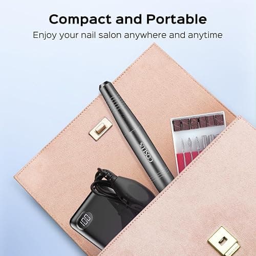 COSLUS Electric Nail Drill File Professional: for Acrylic Gel Dip Powder Nails Portable Nail Drill Machine Kit Manicure Pedicure Tools Polishing Set with Nail Drill Bits Sanding Bands thumbnail 5