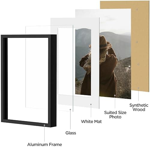 eletecpro Aluminum Gallery Wall Frame Set of 7, Including 1Pc 11x14, 2Pcs 8x10, 4Pcs 5x7 Photo Frames for Wall or Tabletop Display, Multiple Sizes Picture Frames Collage Wall Decor, Black thumbnail 4
