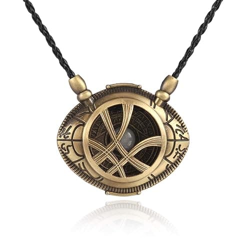 HUAWELL 2 Piece Dr Cosplay Costume Strange Necklace Eye of Agamotto Costume Prop Stone Pendant Glow in The Dark thumbnail 2