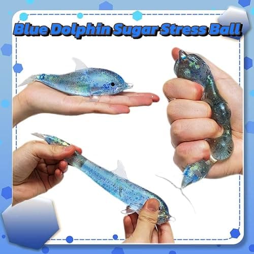 2 Pack Squishy Dolphin Sugar Stress Balls for Kids and Adults, Kawaii Dolphin Squeeze Sugar Ball Squishy Toys, Sea-Animals Sensory Stress Toys, Party Favors for Kids, Easter Basket Stuffers thumbnail 7