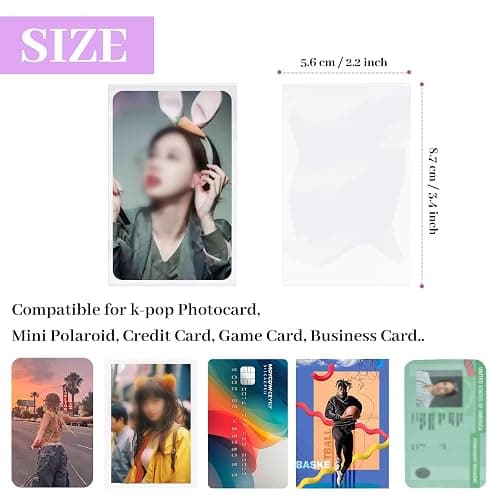 100 Pcs photocard Sleeves, 57x88mm Ultra Clear and Thick Sleeves Idol Photo Cards Protector Trading Cards Shield Cover thumbnail 3
