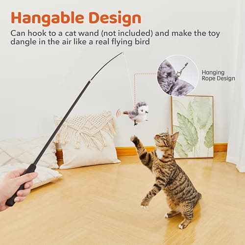 Potaroma Cat Toys Flapping Bird (No Flying), Lifelike Sandpiper Chirp Tweet, Rechargeable Touch Activated Kitten Toy Interactive Cat Exercise Toys for All Breeds Cat Kicker Catnip Toys 4.0" thumbnail 6