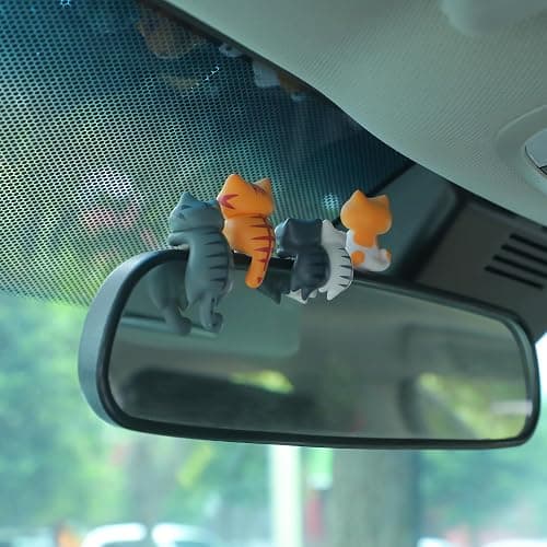 GGSTDDUP Cute Cat Car Interior Accessories Dashboard Decorations, 29 Piece Car Dash Decor Rearview Mirror Ornament Cute Pussy Figures Anime Decor for Car Home Garden Office thumbnail 3