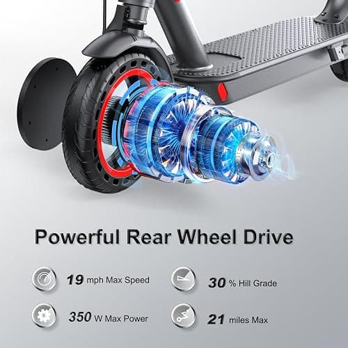 Roinside Electric Scooter - 8.5"/10'' Solid Tires, 350W/500W Motor, Up to 19-22MPH and 21-24Miles Long-Range Portable Commuting Scooter for Adults with Double Braking System and App thumbnail 3