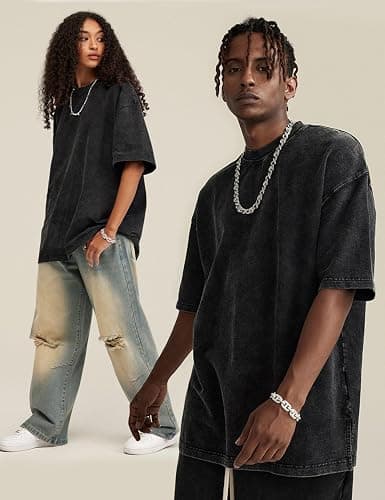 Arssm 3 Pack Men Oversized T Shirts Vintage Tee Loose Fit Short Sleeve Casual Streetwear Baggy Washed Unisex Tops thumbnail 6
