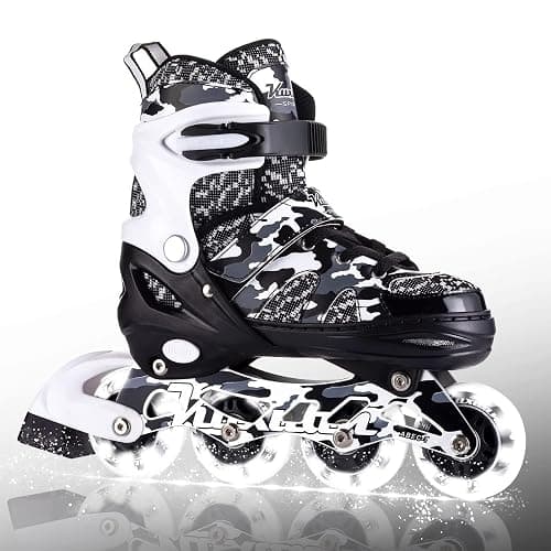 Kuxuan Boys Adjustable Inline Skates with Light up Wheels, Fun Illuminating Skates for Kids Girls Youth - Image 1
