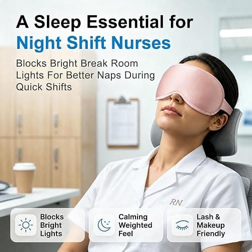 Pink Blackout Weighted Eye Masks for Sleep & Airplane Travel, Silk-Feel | Zero Eye Pressure, Deep 3D Cups, Eyelash-Friendly Sleep Mask for Women, Long International Flights, Night Shift, Office Naps thumbnail 5