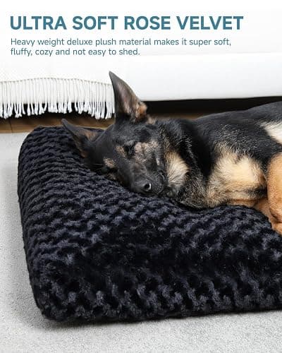 KSIIA Washable Dog Bed Medium Size Dog Crate Bed Pet Mat 35"x23" Black | Deluxe Plush Comfy Kennel Pad, Anti-Slip Bottom,Deep Sleeping Mat for Medium Dogs,Machine Washable for Easy Cleaning thumbnail 2