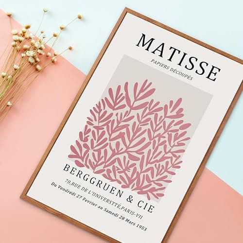 HLNIUC Matisse Pink Framed Wall Art Set,Neutral Pink Flower Canvas Wall Decor Set of 3(24”x36’) Modern Aesthetic Pictures Painting,Abstract Floral Market Art Print for Living Room Bedroom Office thumbnail 5