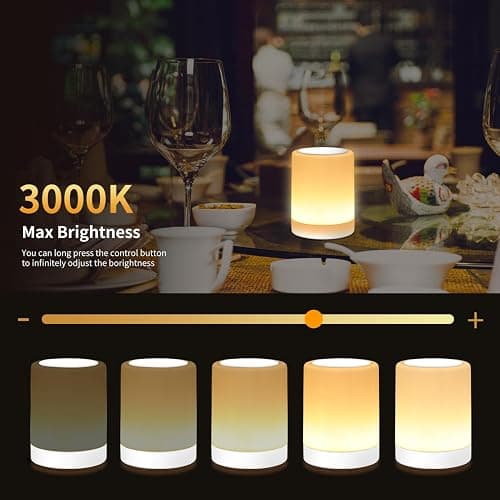 OORUN Touch Bedside Table Lamp,13 RGB Colors & 5 Brightness, USB Rechargeable Desk Lamp, Remote Control Dimmable Night Light with RGB Color Changing,Portable Lamp for Baby (2 Pack White) thumbnail 4