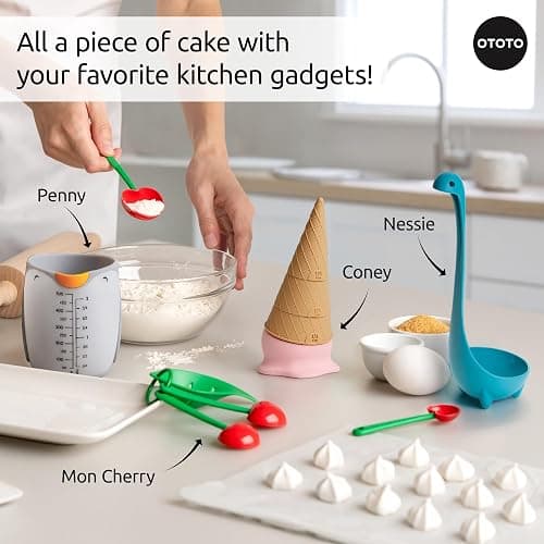 OTOTO Coney Ice Cream Measuring Cups Set – Detachable Plastic Measuring Cup Set for Baking & Cooking, Cute Measuring Cups for Liquid, Cute Baking Supplies, Kitchen Gadgets, Baking Gifts thumbnail 8