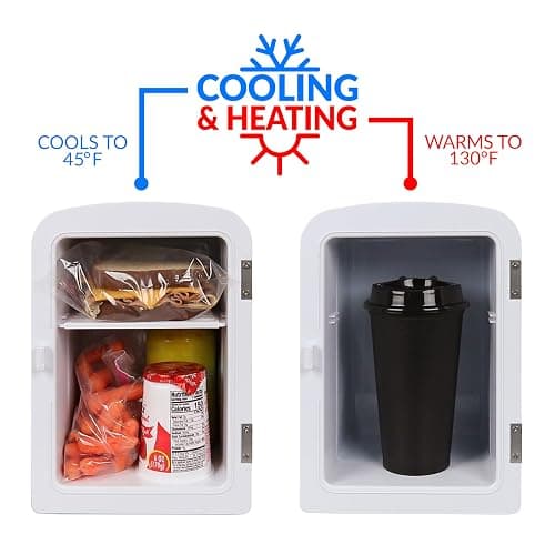 Nostalgia Retro Mini Fridge and Heater 6-Can Capacity, 12-Volt Power Adapter, Carry Handle and Display Window-Perfect for Home, Office, Car, or Dorm Room-Black thumbnail 3