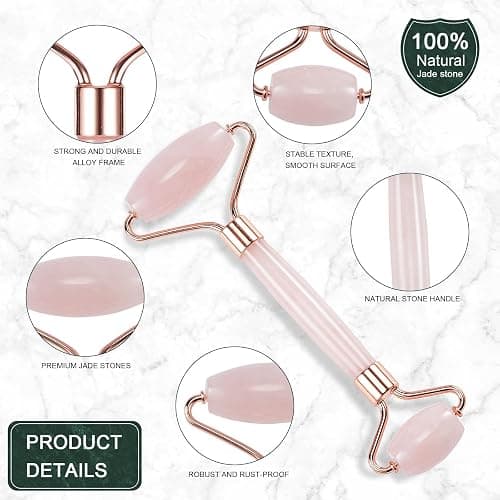 XYZBSTAR Jade Roller for Face, Facial Roller Massager Skin Care Tool, Gua Sha Facial Tools for Face, Neck, Eyes, Reduce Puffiness of The Skin (APink) thumbnail 2