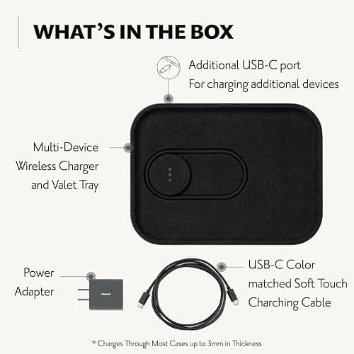 Courant MAG:3 Charger and Tray - Belgian Linen, Multi-Device Charger Compatible with MagSafe iPhones 16, 15, 14, 13, 12 or Wireless AirPod Cases (Charcoal) thumbnail 5