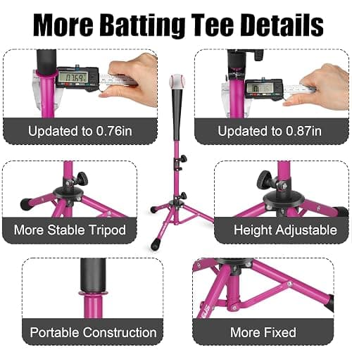 AOLIGEIJS Baseball Tee Batting Tee Softball Tee Portable Travel Hitting Tee,Easy Adjustable Height,Stable Tripod Stand thumbnail 8