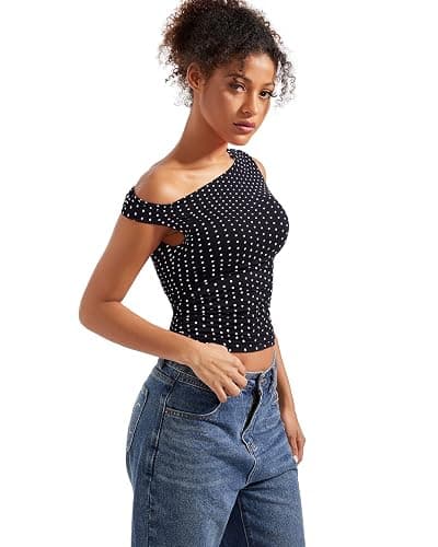 SUUKSESS Women Off Shoulder Tops Sleeveless Shirts Y2K Going Out Crop Tank Top thumbnail 2