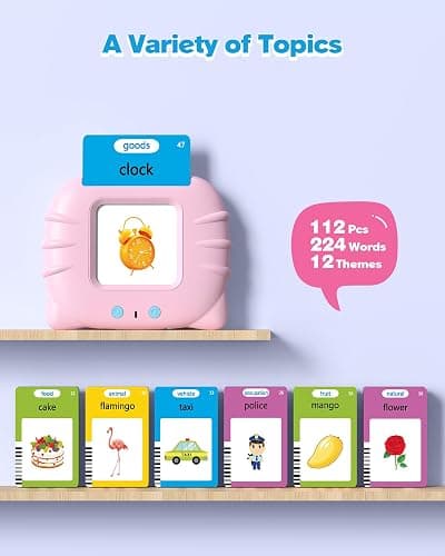 Airbition Talking Flash Cards for Toddlers Ages 1‑4,224 Words English Pink | Montessori Language Learning Toys with 224 Words, Pocket Speech Therapy Toys, Children's Sensory Educational Toys thumbnail 2