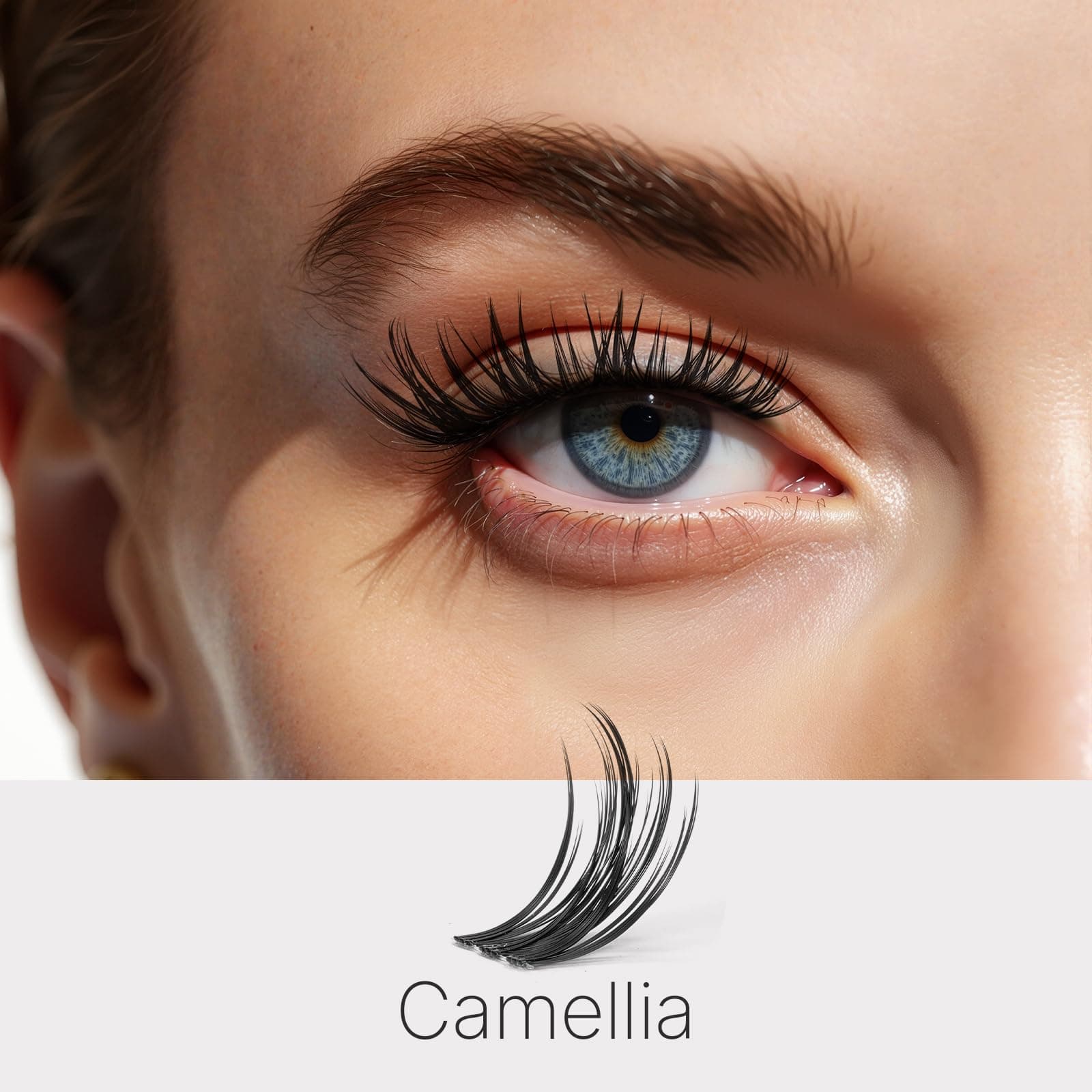 VEYESBEAUTY Lash Clusters Kit Eyelash Extensions Thin & Invisible Band Individual False Eyelashes Newbie's Five-Second Series Wispy Lash Tray for Self-application, Camellia Lashes 8-18mm Mixed Length thumbnail 2