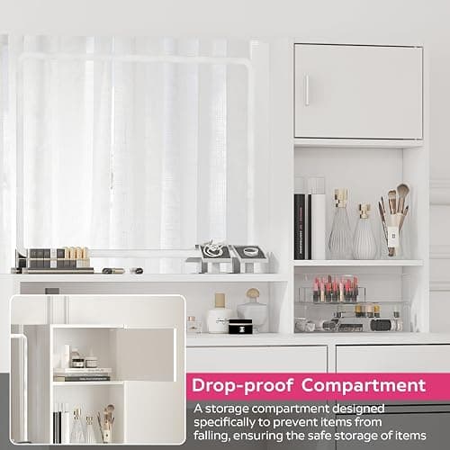 MIRROTOWEL Vanity Desk with Mirror and LED Light Strip,Dressing Table with Large Drawer, 3 Level Storage Dresser & 3 Lighting Modes Adjustable Brightness, Suitable for Bedroom thumbnail 3
