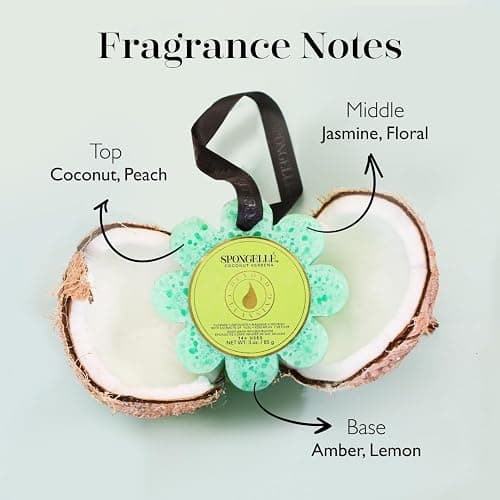 Spongelle Coconut Verbena Wild Flower Buffer Body Scrubber | Bath & Shower Loofah for Women | Exfoliator with Body Wash Infused Sponge | 14+ uses thumbnail 3