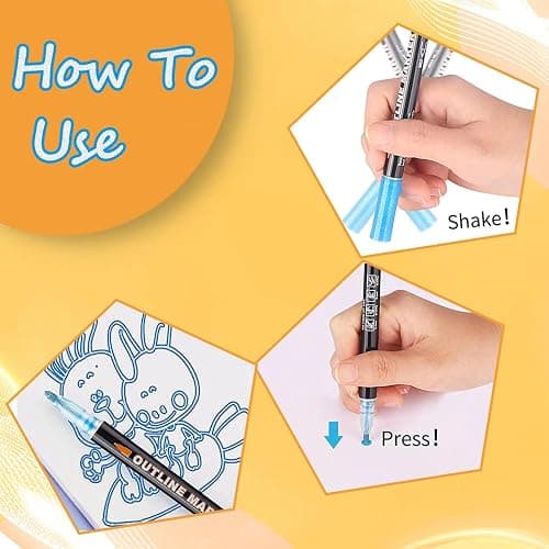 Double Line Super Squiggles Glitter & Metallic Markers, 36 Colors - Self Outline Pens for Doodle Art, Greeting Cards & Crafts thumbnail 8