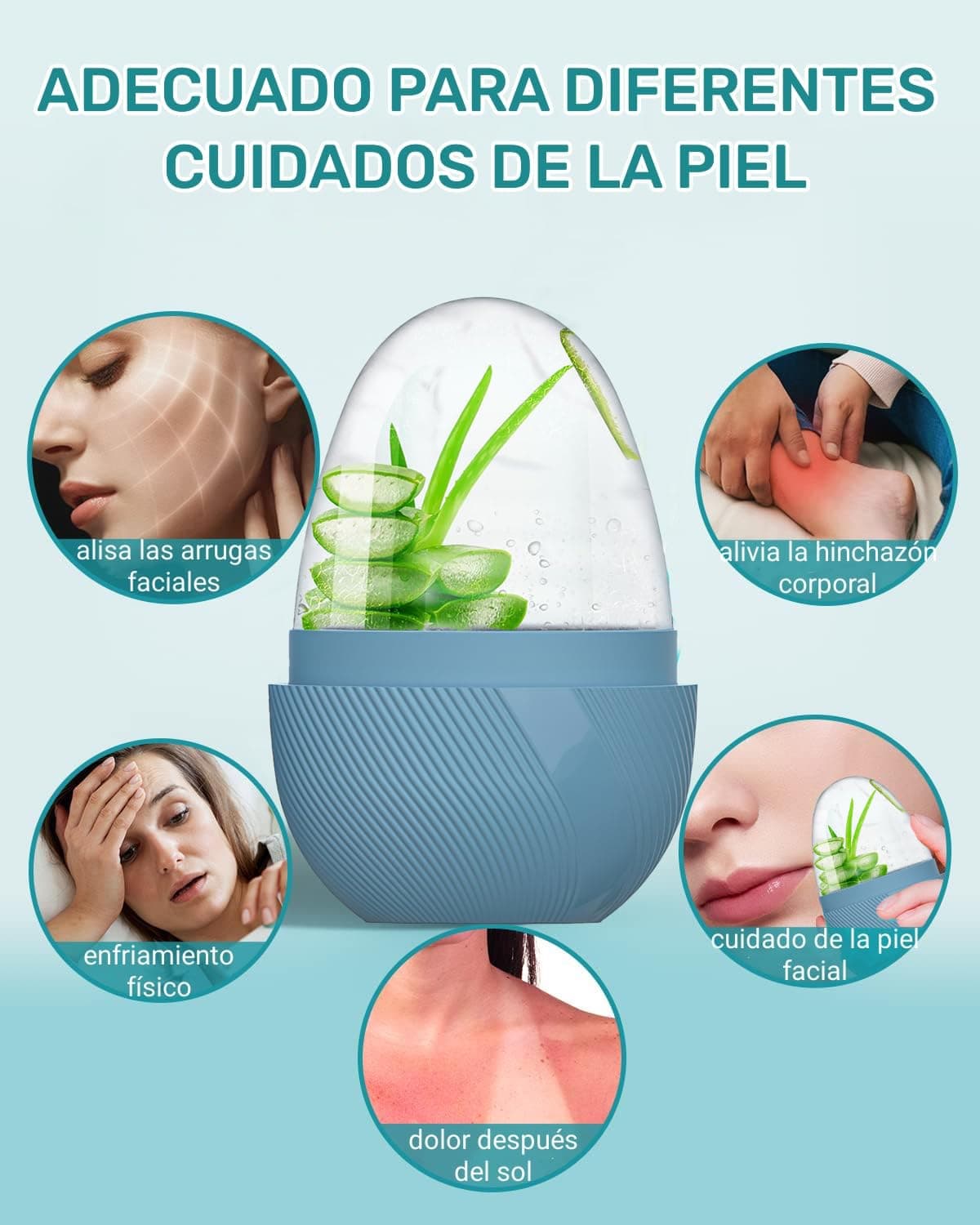 Rodillo de Hielo Facial, Ice Roller Facial para Cara y Ojos Reutilizable, Molde de Hielo Facial para Mejora La Piel Opaca/Piel Firme/Elimina la Hinchazón de Los Ojos/Elimina Las Ojeras (Verde) thumbnail 7