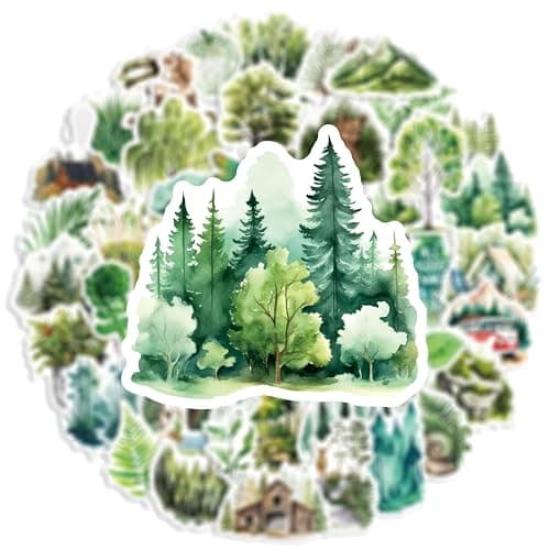 Forest Stickers Outdoor Adventure Sticker Bulk, Waterproof Vinyl Nature Stickers for Water Bottle, Laptop and Scrapbooking, Forest Trees Animals 50pcs Sticker Pack thumbnail 6