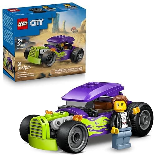 LEGO City Hot Rod Race Car Building Toy for Kids - Pretend Play Set for Boys & Girls, Ages 5+ - Toy Car W/Racecar Driver Minfigure - Gift Idea for Birthdays - 60485 - Image 1