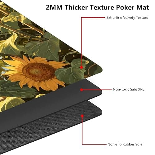 RMJKXQZG for MTG Playmat 24" x 14" with High Elastic Rubber Base Non-Slip Rubber Sole HD Printing for MTG Mat Card Playmats Gaming Mouse Pad, Orange Cat Golden Sunflower thumbnail 2