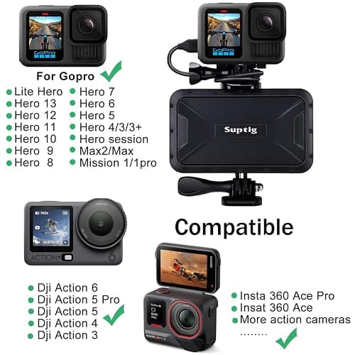 Suptig Portable Charger, 7800mAh Battery Pack Power Bank, Compatible for Gopro Mission 1 Pro Hero 13 Hero 12 11 10 9 8 7 6 5 4 3 3+ Session gopro max 2 DJI osmo AKASO Insta 360 Action Camera thumbnail 2