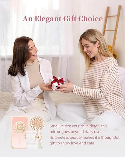 Imperblooms Twelve Flower Goddesses Compact Mirror, Mini Makeup Mirror with Small 2X Magnifying, Portable Double Sided Pocket Mirror for Purse, Pink Gifts for Women Girls thumbnail 8