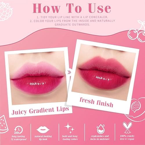 10 Colors Lip Tint Stain Set,Korean Lip Gloss,Watery Lip Stain Mini Liquid Lipstick Waterproof,Moisturizing Lip Stain Set Multi-Use Lip and Cheek Tint,Non-Stick Cup,Lightweight,Vivid Color Lip Makeup thumbnail 5