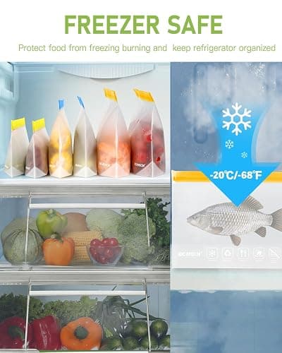 IDEATECH 20Pack Reusable Bags Dishwasher Safe, Leakproof Reusable Freezer Bags, BPA Free Healthy Food Storage Contaizers Sandwich Snack Baggies for Lunch Travel(8 Gallon 6 Quart 6 Snack,Colored) thumbnail 5