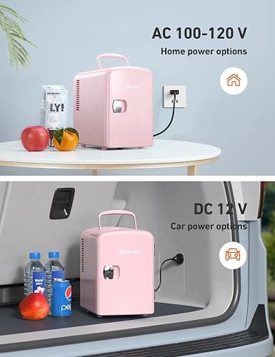 AstroAI Mini Fridge 4 Liter/6 Cans Makeup Skincare Fridge Portable Cooler and Warmer Little Tiny Fridge for Bedroom (Pink) thumbnail 8