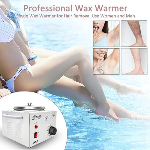 Professional Waxing Kit Wax Warmer Single Pot Wax Heater Machine for Hair Removal, Large Waxing Pot with Non-Stick Easy Clean Pot, 50 Sticks & 20 Collar, for Spa Salon Beauty Esthetician Home(White) thumbnail 7