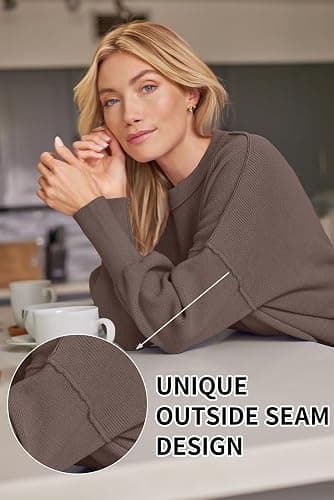 LILLUSORY Oversized Sweaters for Women 2026 Fall Fashion Outfits Clothes | Batwing Crewneck Side Slit Winter Knit Sweater, Cozy & Soft Material, Easy Layering Piece, Casual Trendy Pullover Tops thumbnail 4