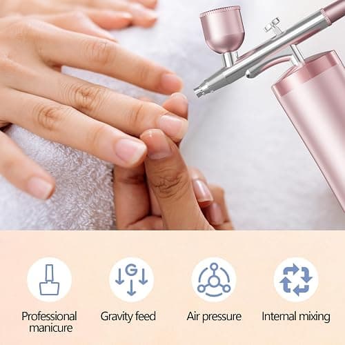Wireless Cordless Airbrush Kit with Portable Rechargeable Air Compressor, Dual Action Air Brush Spray Gun Ideal for Nail Art, Barber Hair Dye, Face Makeup, Model Painting, Cake Decorating & DIY Crafts thumbnail 4