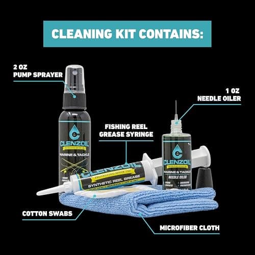 CLENZOIL Marine & Tackle Reel Care Kit - with Fishing Reel Oil & Grease - All-in-One Cleaning Kit - for Freshwater & Saltwater Reels - Fish Reel Maintenance Kit thumbnail 3