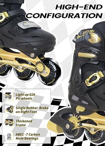 MammyGol Inline Skates for Boys and Girls Youth, 4 Size Adjustable Roller Skates with PU Flashing Wheels, Aggressive Inline Skates High Performance for Kids Age 6-12 thumbnail 4