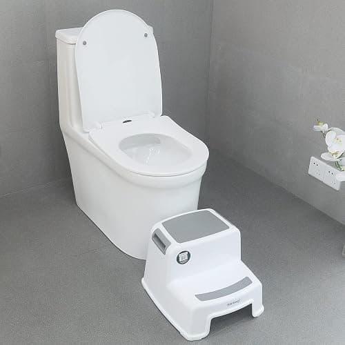 Rainberg 2 Step Stool for Kids, Sturdy Double Step Stool for Toddlers, Anti-Slip Stool for Children, Toilet Stool for Potty Training and Use in the Kitchen (1 Pack) thumbnail 2