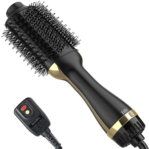 Dimecano Hair Dryer Brush, 4 in 1 One Step Hair Dryer and Styler Volumizer Professional Hot Air Brush with Negative Ion Anti-frizz Blowout for Drying, Straightening Curling - Black Gold - Image 1